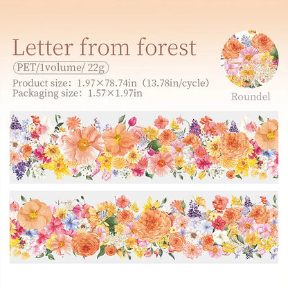 50mm*200cm Crossing The Flower Sea Series Literary Floral Landscaping PET Tape