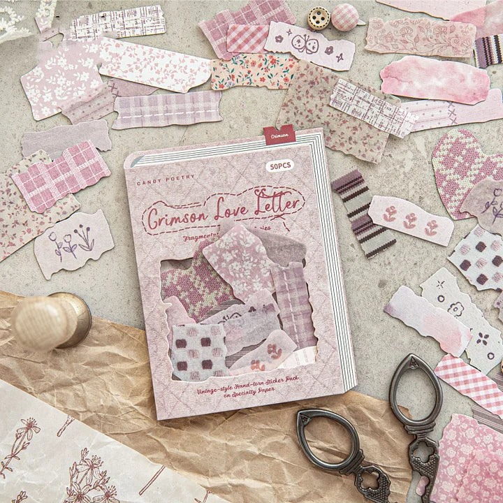 50 pcs Fragment Fabric Series Vintage stickers