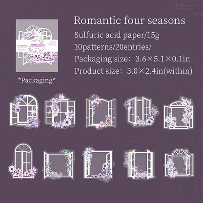 20pcs/pack When Romance Climbs on the Windowsill Series Window Frame Flower Stickers