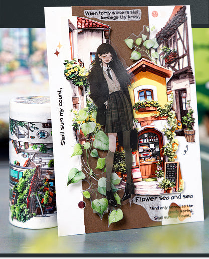 80mm*200cm Encounter Slow Time Series Vintage City Street Washi Tape