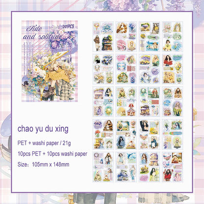 20 Sheets Orchids Covering The Ground Series Literary Flower Character PET Sticker Book