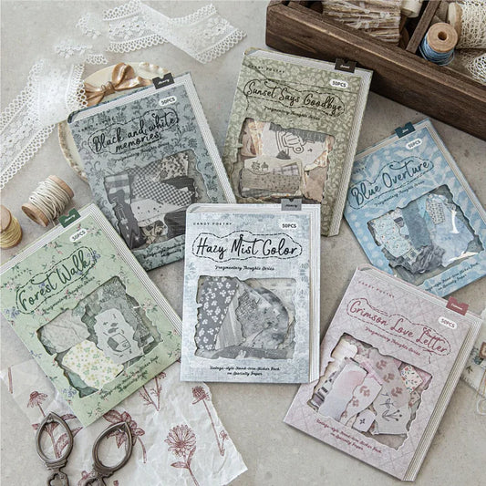 50 pcs Fragment Fabric Series Vintage stickers