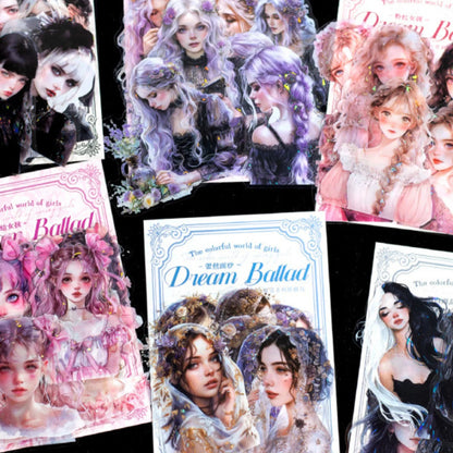 10pcs Dreamy Ballad Series Dreamy Girl Theme Handbook Decoration PET sticker pack