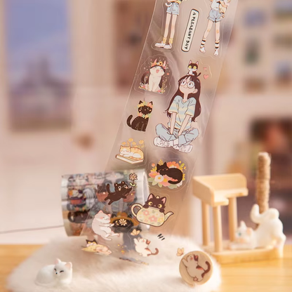 2M Roll Jiao Jiao and Nuo Nuo Series Cute Character Scenery PET Tape