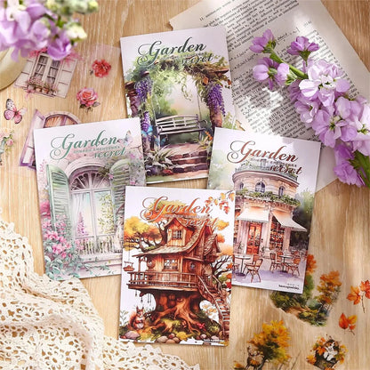 20 Sheets Secret Garden Series Vintage Plant Flower Die Cutting Sticker Book