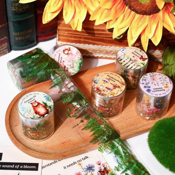 40mm*200cm Fairy Tale in The Forest Series Vintage Plant Flower Pet Tape