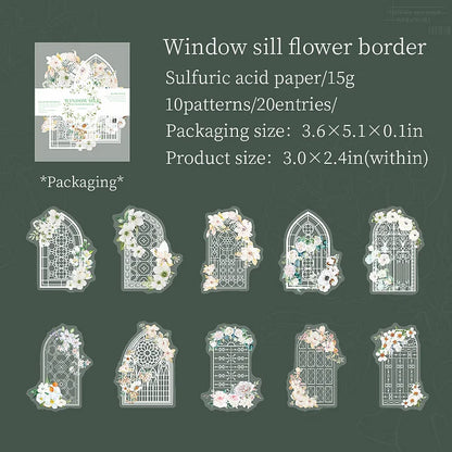 20pcs/pack When Romance Climbs on the Windowsill Series Window Frame Flower Stickers