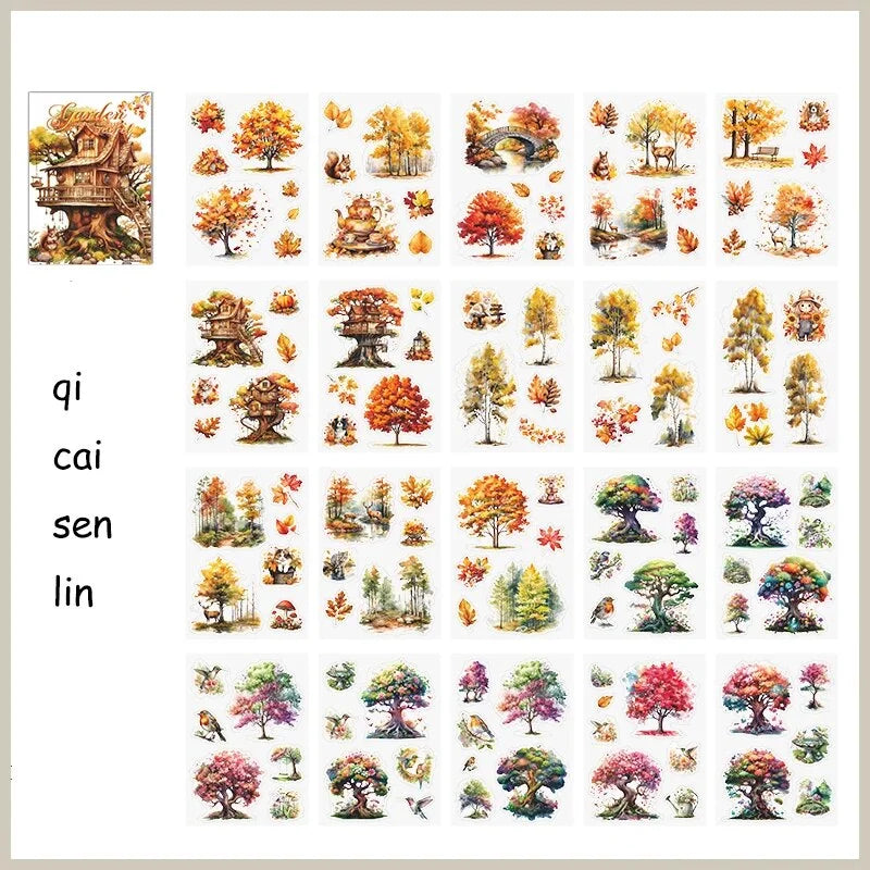 20 Sheets Secret Garden Series Vintage Plant Flower Die Cutting Sticker Book